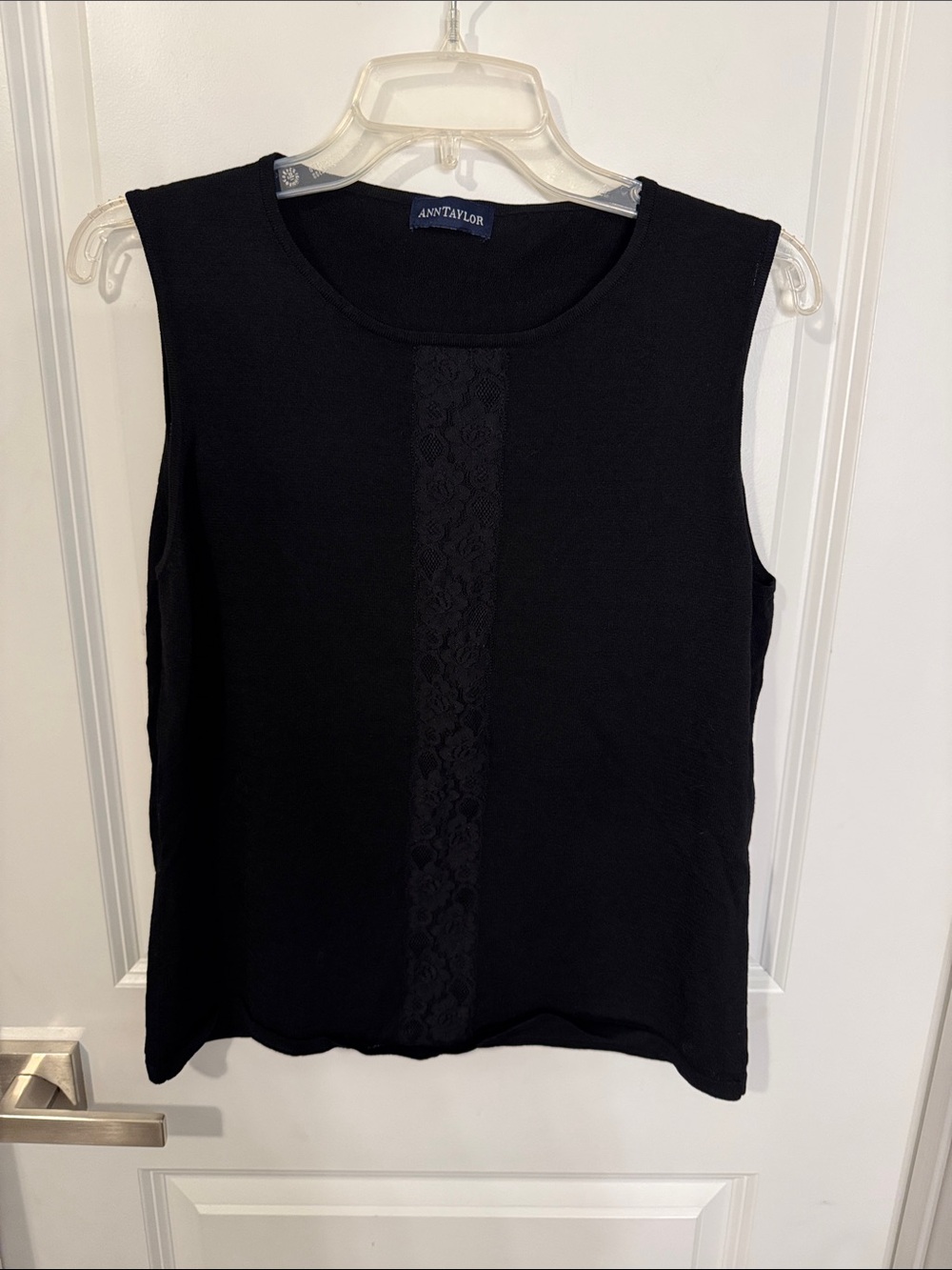 Ann Taylor Black Lace-Trim Sleeveless Tank